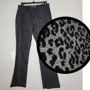 Work Order Velvet Textured Black Grey Leopard Bootcut Pants. Size 4.